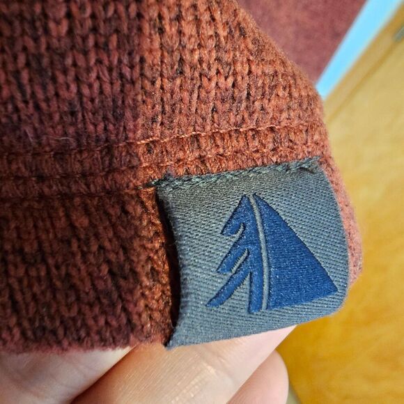 LL Bean Mens Jacket Large Regular Rust Knit Slightly Fitted Casual Fleece - Picture 9 of 14